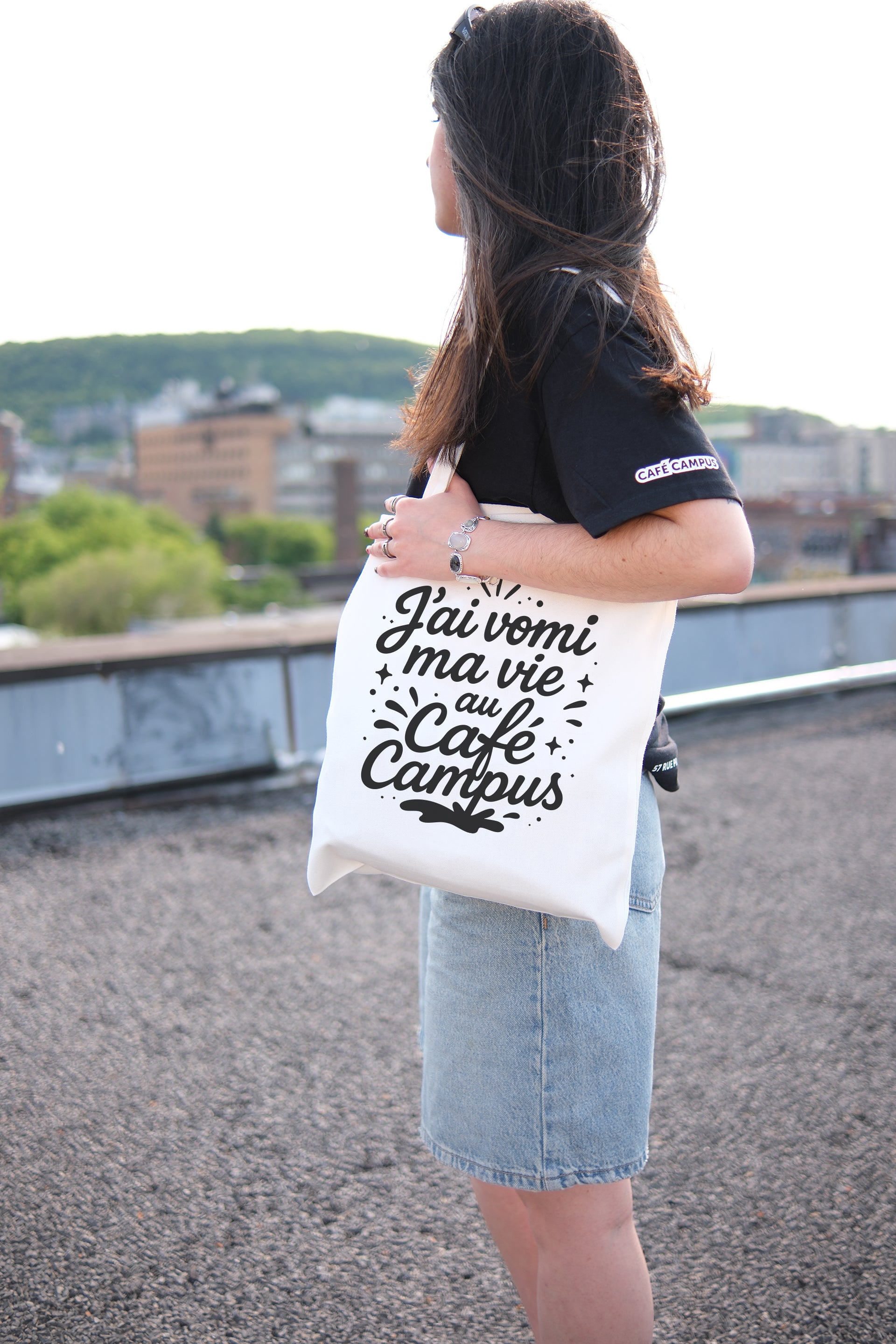 Tote bag J'ai vomi ma vie au Café Campus